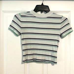 Divided Striped Crop Top